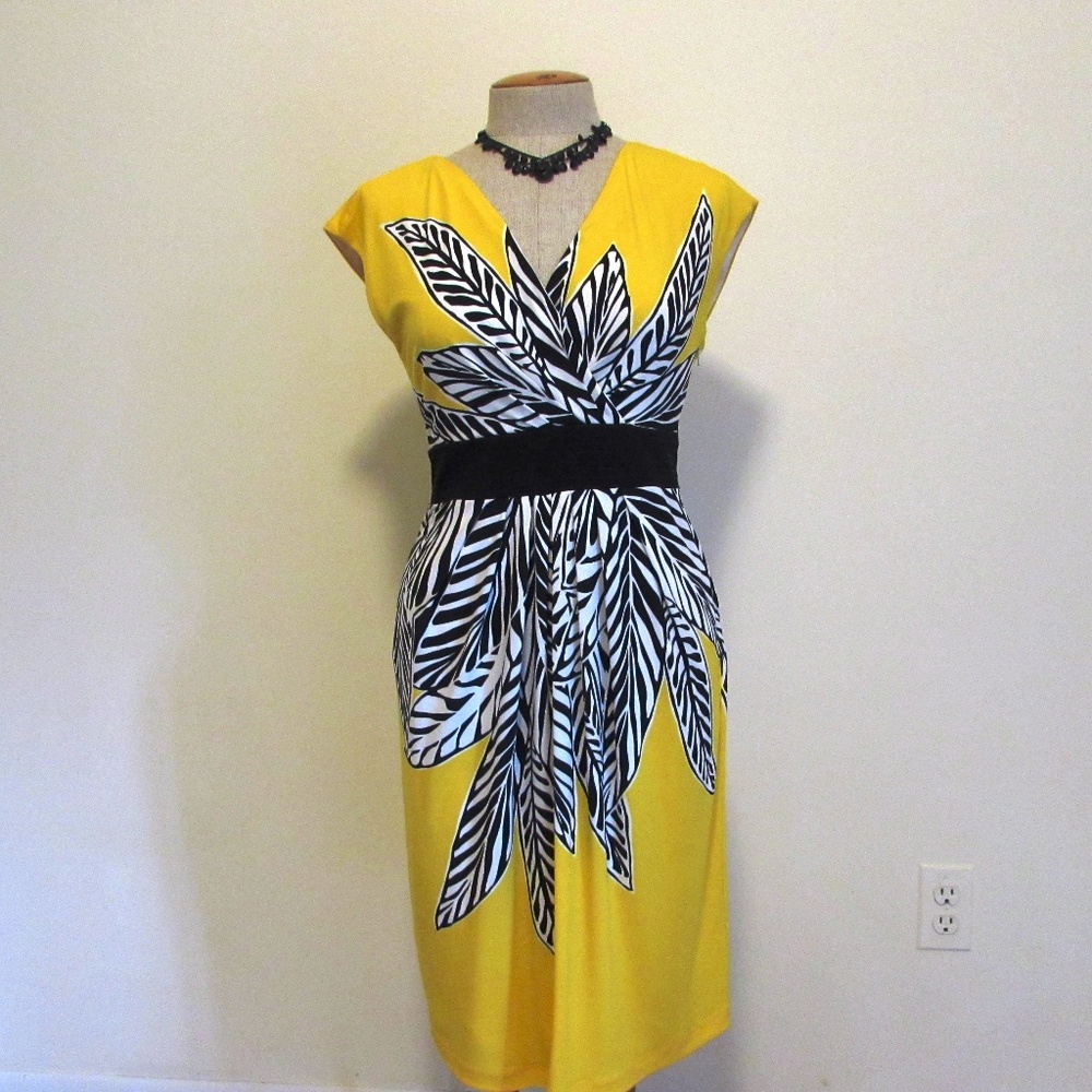Maggie London Black & Yellow Dress sz 6 NWOT
